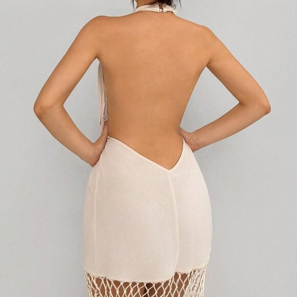 Apricot Party Women's Sleeveless Fringed Hem Dress - Picture 3 of 6